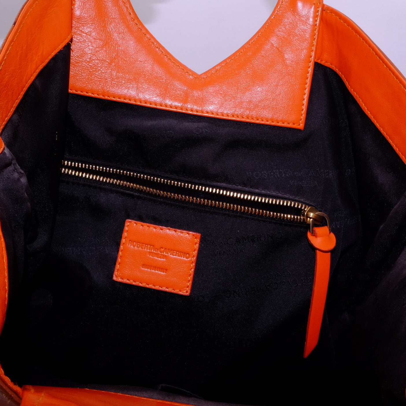 Borsa Roberta di Camerino in Pelle Arancio con Manico Signature