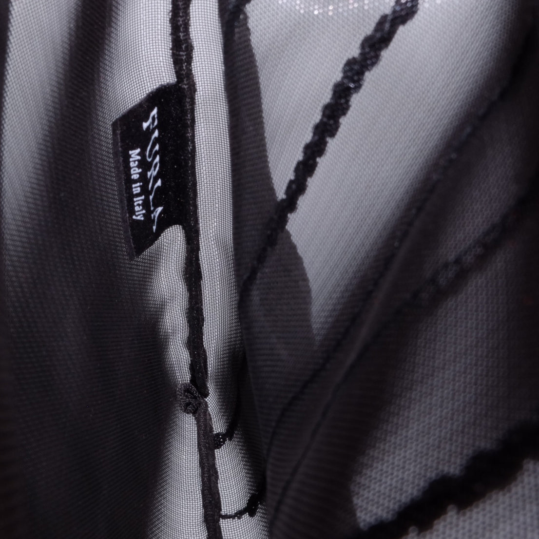 FURLA Vintage Evening Tote Bag in Tulle Nero con Paillettes