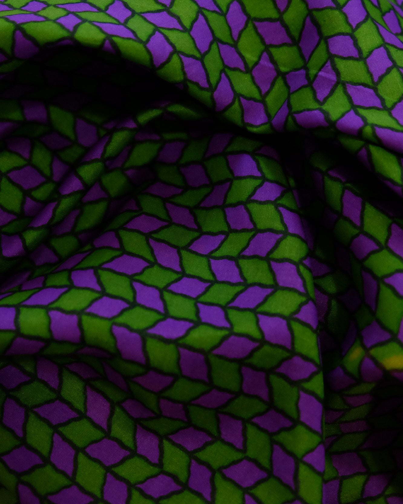 Gonna Midi Vintage con Motivo Geometrico Verde e Viola