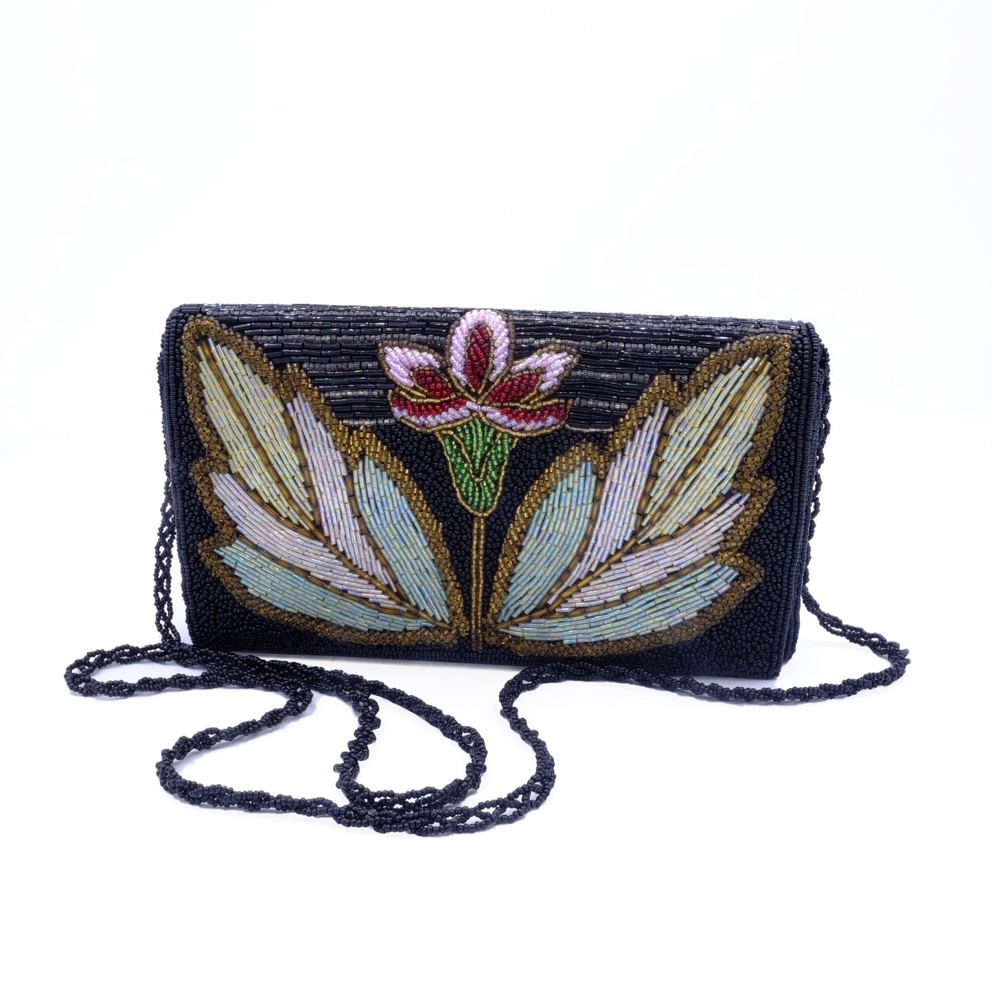 Borsa Vintage Anni ’70 Ricamata in Perline con Motivo Floreale