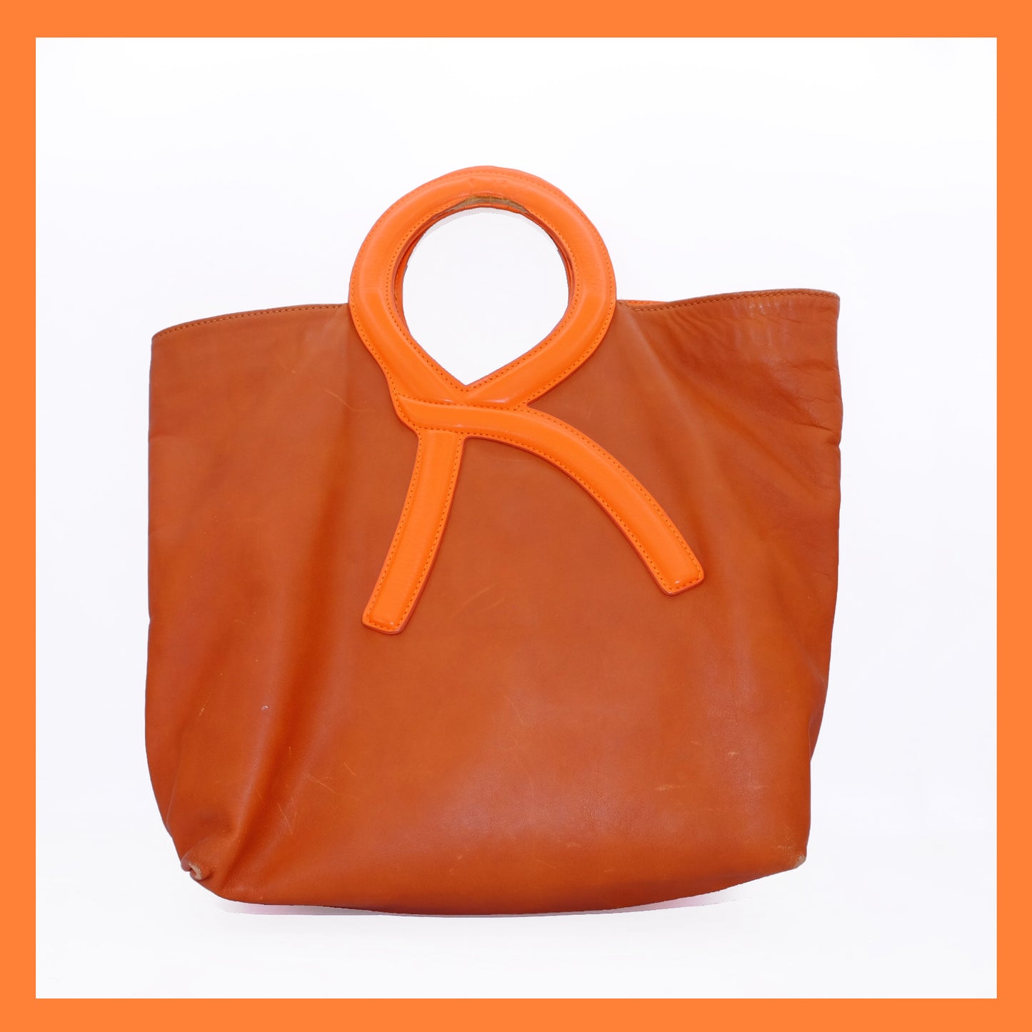 Borsa Roberta di Camerino in Pelle Arancio con Manico Signature