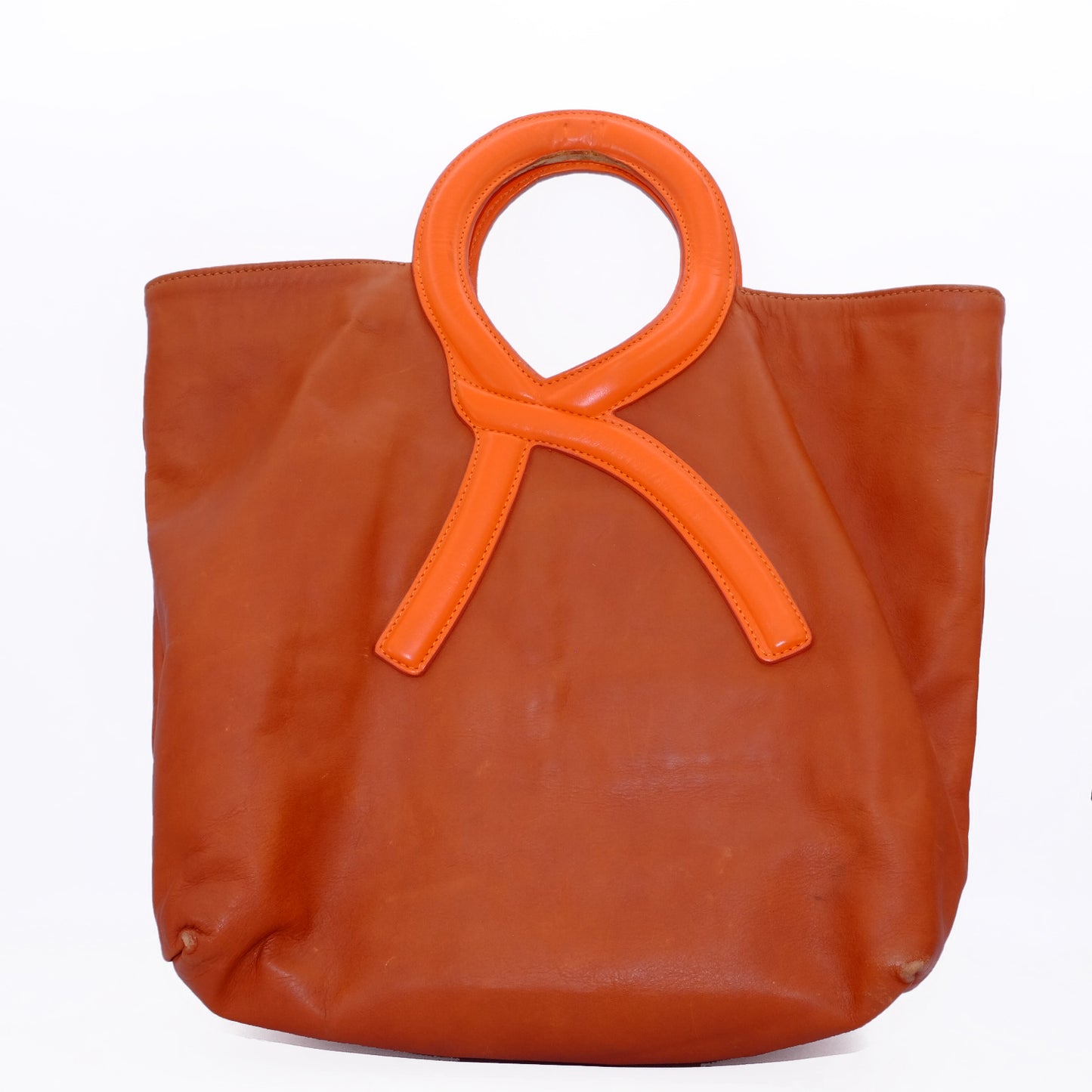 Borsa Roberta di Camerino in Pelle Arancio con Manico Signature