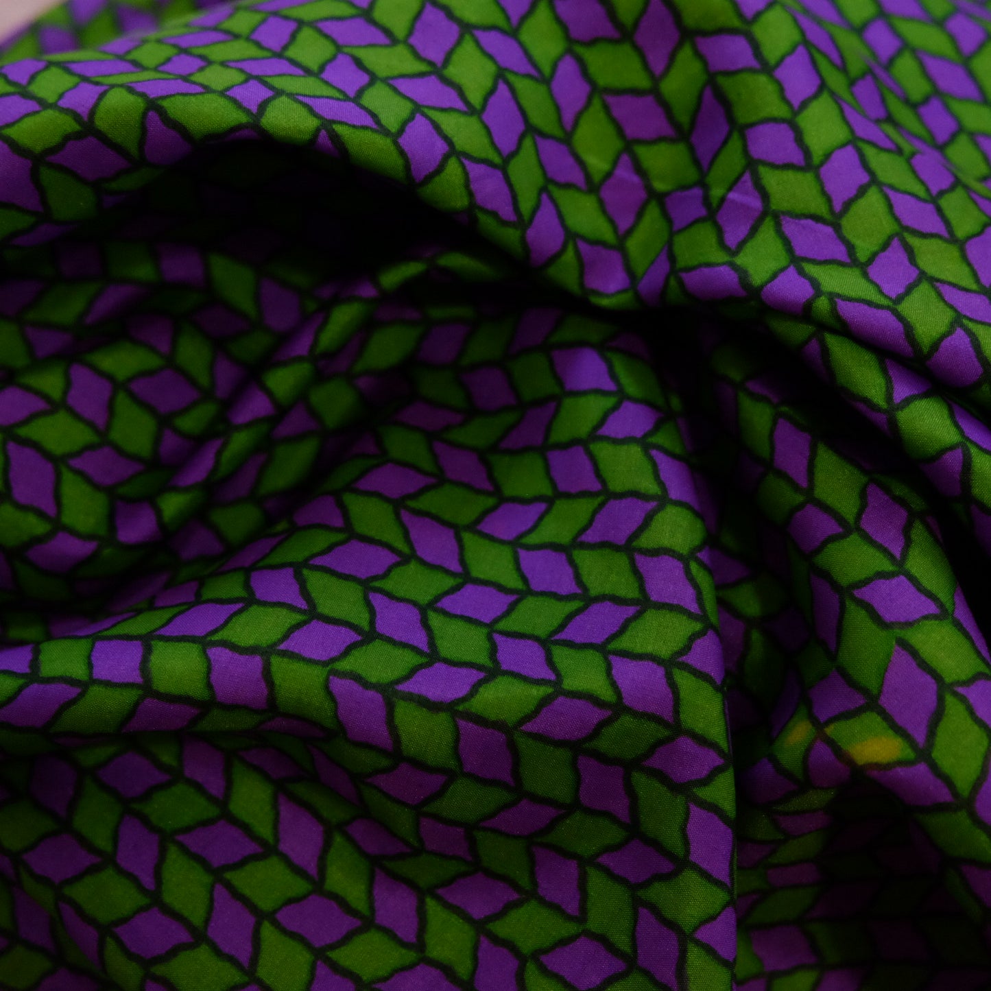 Gonna Midi Vintage con Motivo Geometrico Verde e Viola