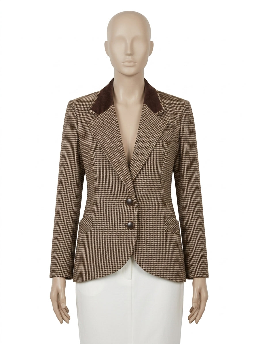 Giacca Sartoriale in Lana Pattern Pied de Poule