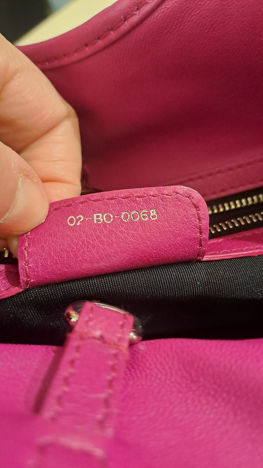Borsa Christian Dior in Pelle Fucsia con Dettagli in Metallo Argentato