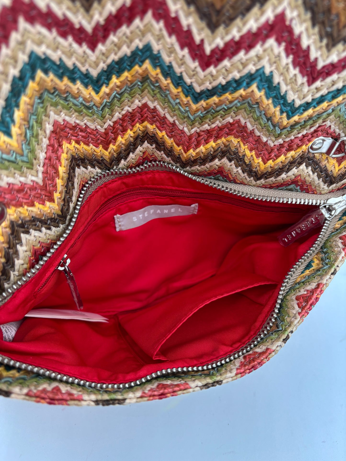 Borsa Stefanel in Rafia Multicolor con Tracolla Metallica