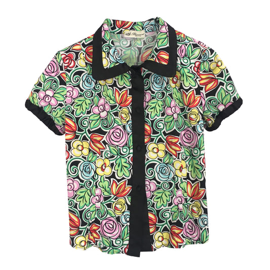 Camicia Vintage Blumarine con Stampa Floreale Multicolor