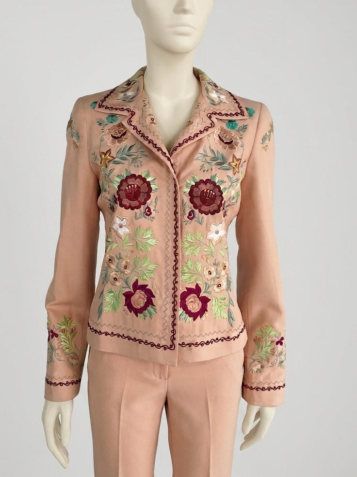 Giacca BIYA by Johnny Was con Ricami Floreali Rosa Antico