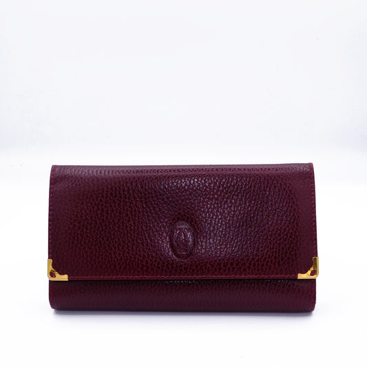 Portafoglio Cartier Must de Cartier in Pelle Bordeaux
