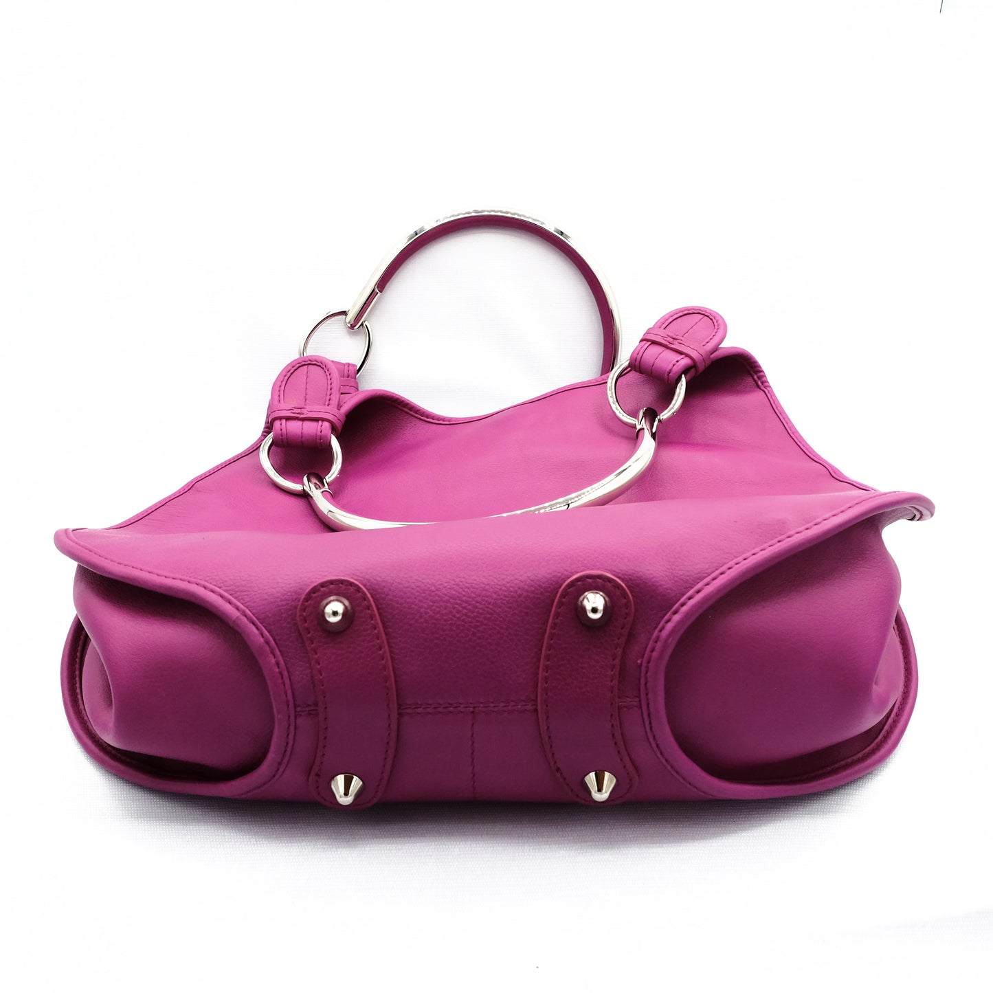 Borsa Christian Dior in Pelle Fucsia con Dettagli in Metallo Argentato
