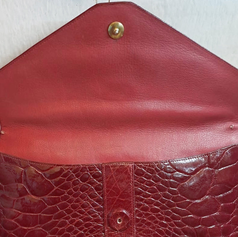 Pochette Pelle Bordeux Vintage