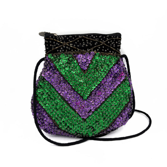 Mini Bag Vintage con Paillettes Multicolor e Tracolla